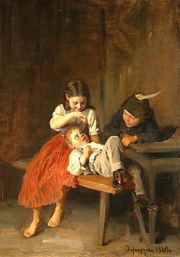 Franz von Defregger Kinder beim Kirschenessen oil painting image